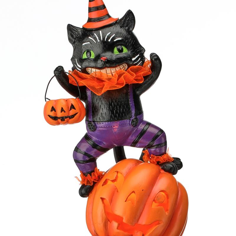 21" Led Resin Pumpkin Cat Stack
