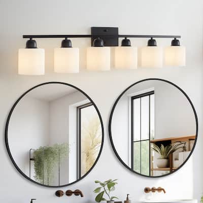 6-Light 38" Matte Black Bathroom Vanity - Wall Sconce for Bedroom, Living
