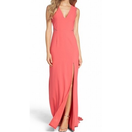 Aidan Mattox NEW Orange Womens Size 6 Front-Slit Lace-Cutout Maxi Dress