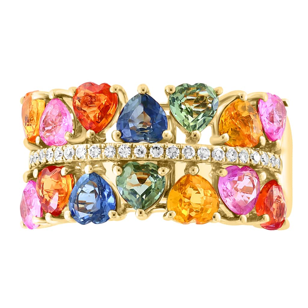 EFFY 14K Gold Diamond Multi Sapphire Ring