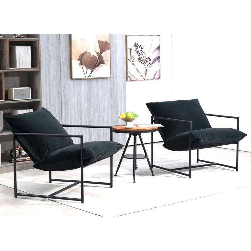 Modern Textured Velvet Sling Accent Chair