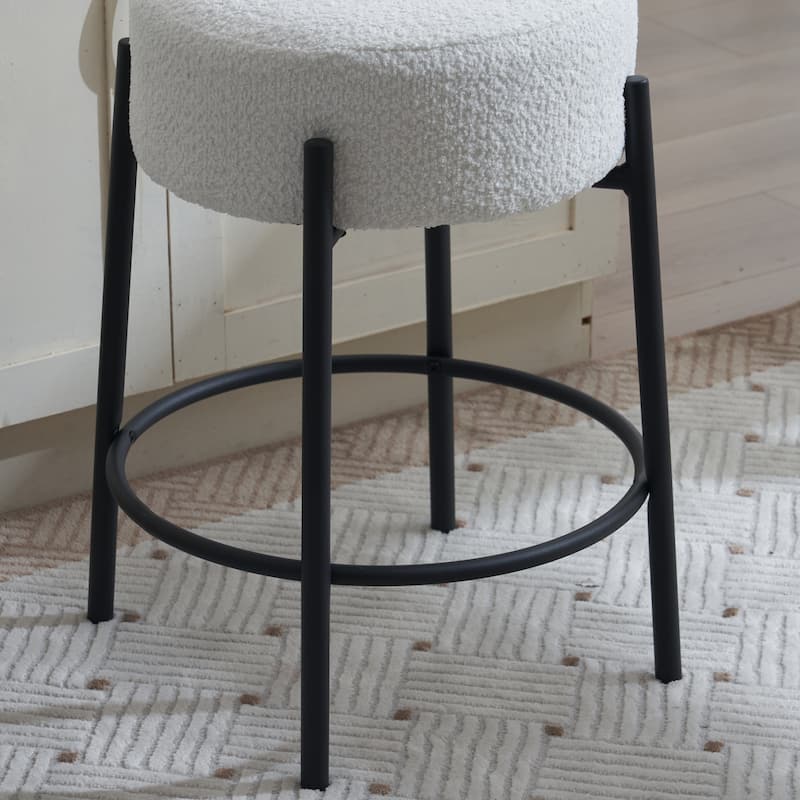 Set of 2 Contemporary Round Upholstered Dining Stools, Bar Stools