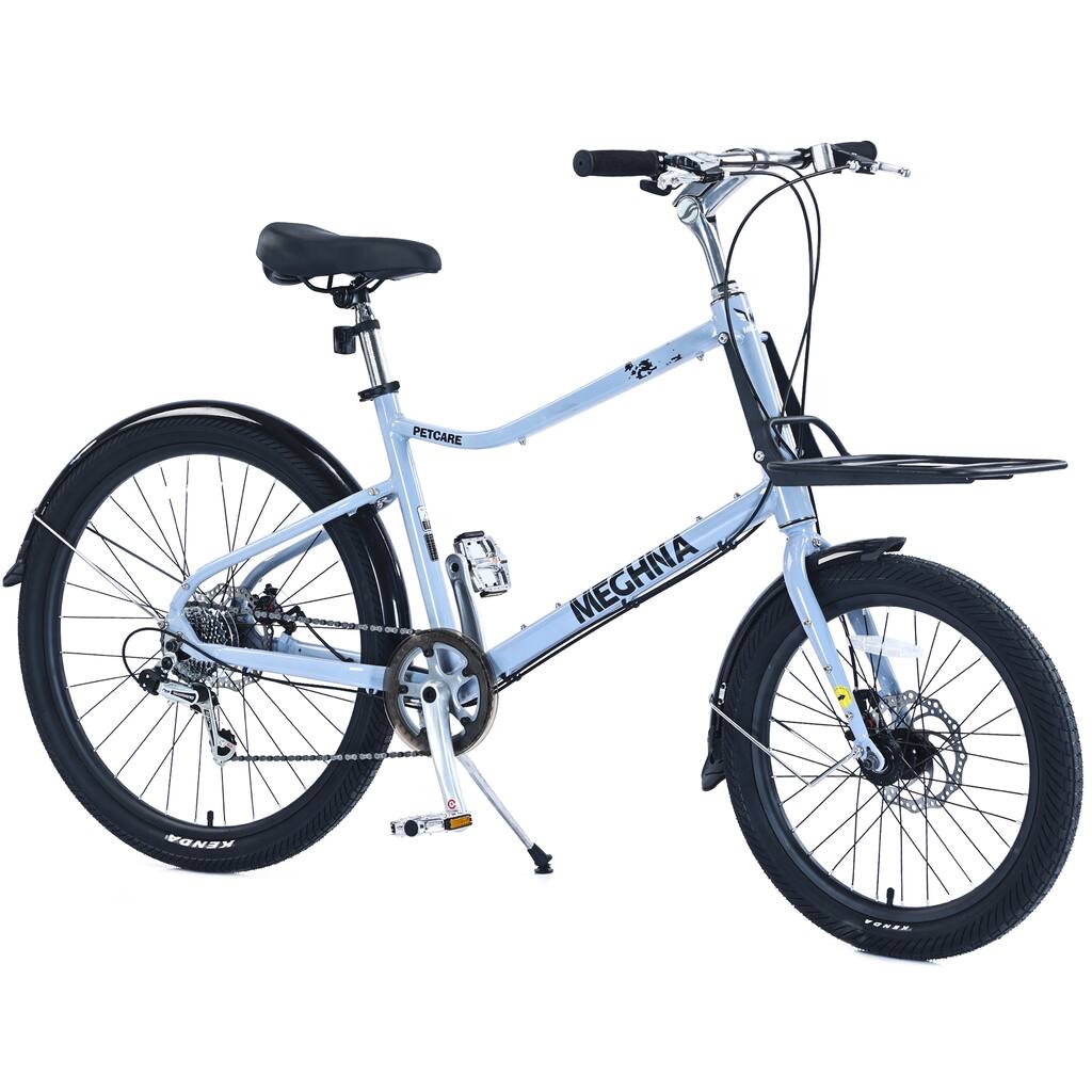 26 Inch City Bike 7 Speed Road Cargo Bicycle w/Dual Disc Brakes, Leisure Cycling Aluminum Alloy Frame for Teens, 16 Years and Up