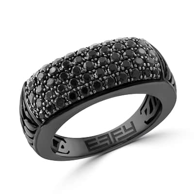 EFFY Men's 925 Sterling Silver Black Sapphire Ring