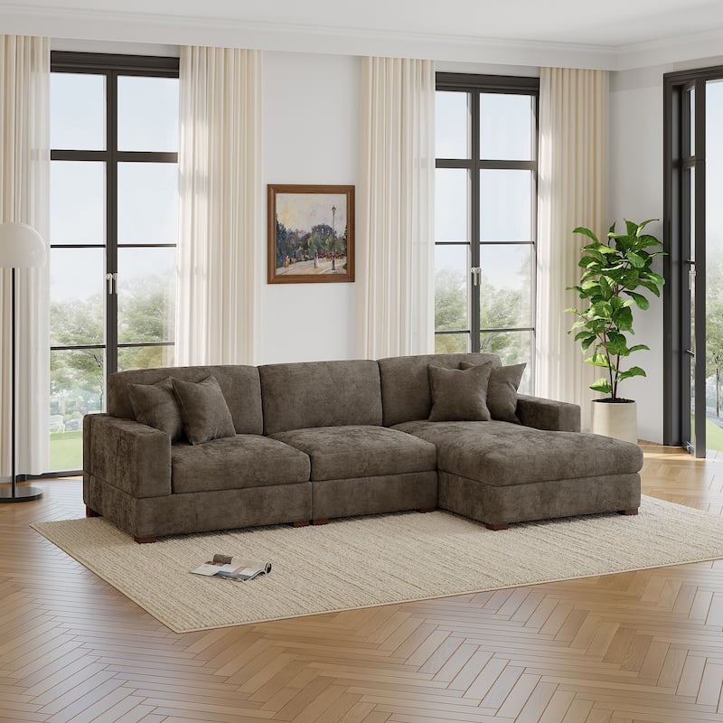Oversized Modern Chenille Modular Sectional Sofa with Chaise