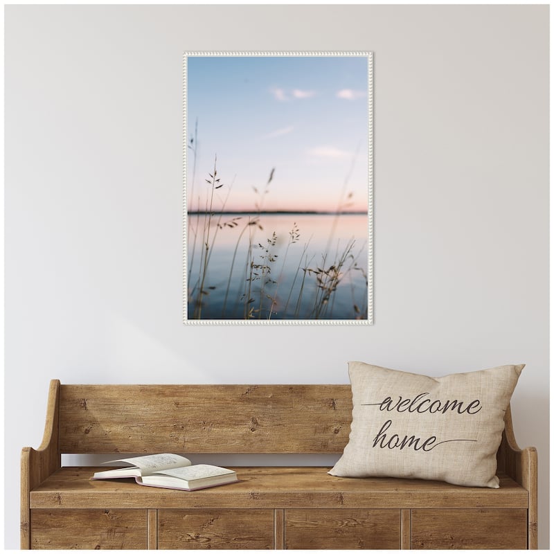 Kate and Laurel Sylvie Serene Sunset Lake Landscape Framed Canvas by Patricia Hasz of Patricia Rae Photography