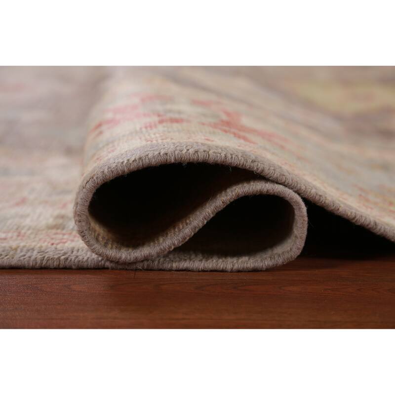 Hand Knotted Oriental 100% Wool Carpet Transitional All-Over Brown Oushak Area Rug - 9' 11'' X 8' 3''