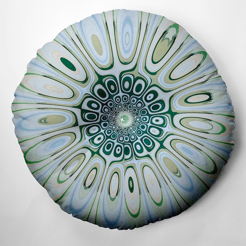 Bohemian & Eclectic Frog's Eye Design Tufted Floor Pillow - 26" Diameter - X5