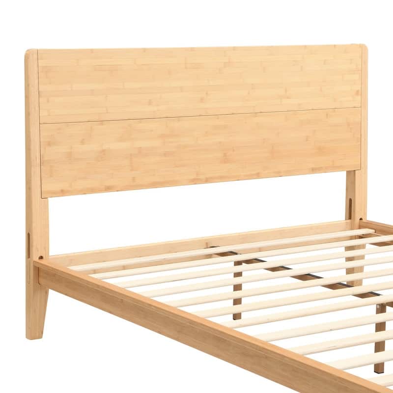 Mid-Century Modern Full/Queen/King Size 12 Inch Bamboo Wood Platform Bed
