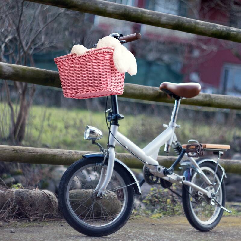 Small Front Bike Basket, Picnic Wicker Basket with Handle - 9.75"D x 7"W x 6"H
