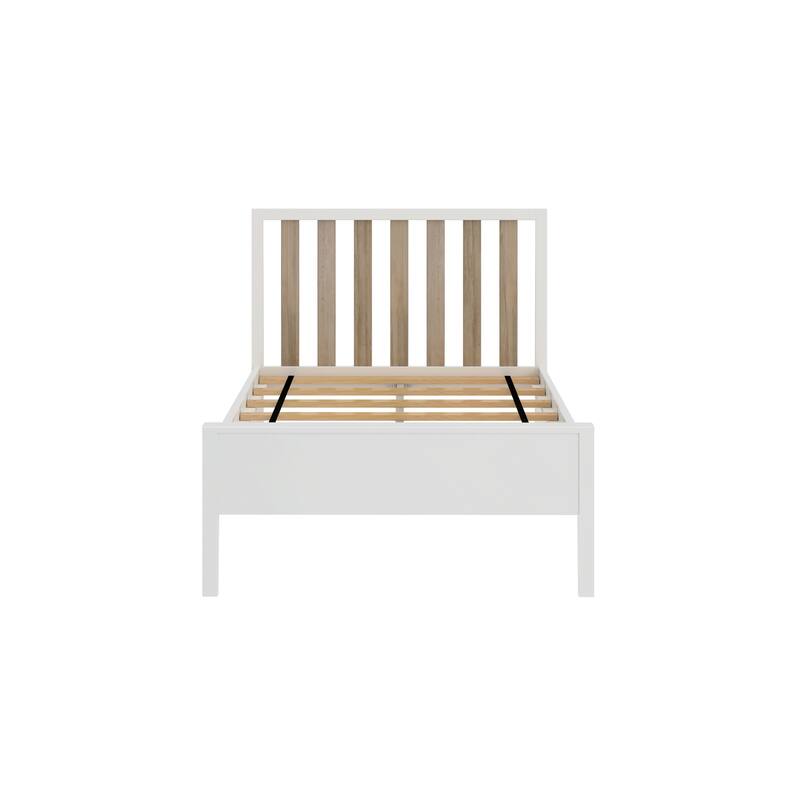 Max and Lily Scandinavian Twin-Size Bed with Slatted Headboard