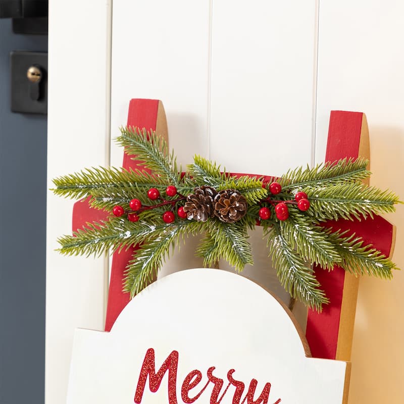 Glitzhome 36"H Wooden Christmas Snowman Sleigh Porch Sign - Multi