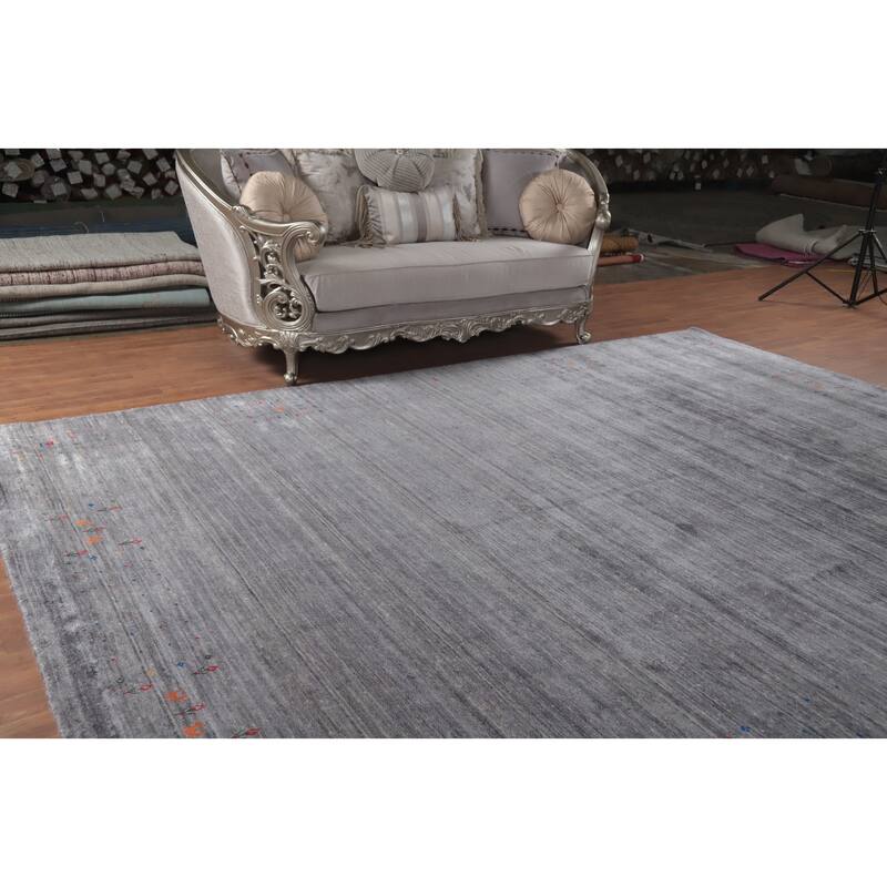 Hand Knotted Oriental 100% Wool Carpet Tribal Animal Pictorial Greys & Charcoal Gabbeh Area Rug - 12' 3'' X 9' 3''