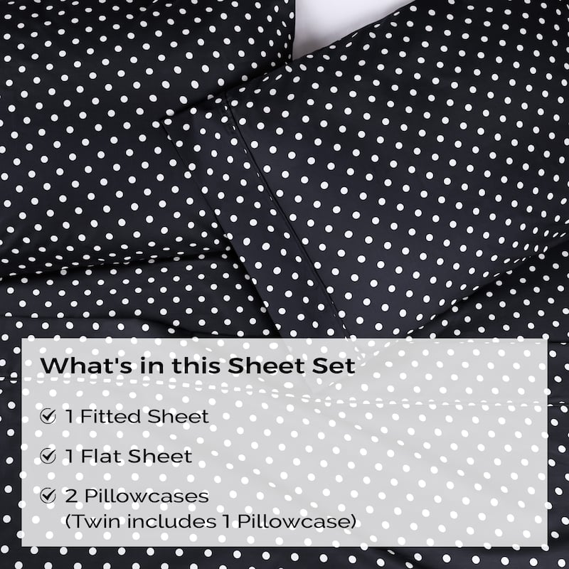 Superior Thread Count 600TC Cotton Blend Polka Dot Bed Sheet Set