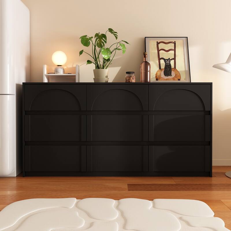 White 9-Drawer Chest of Drawers with Stylish Design and Anti-Tip Feature - Black