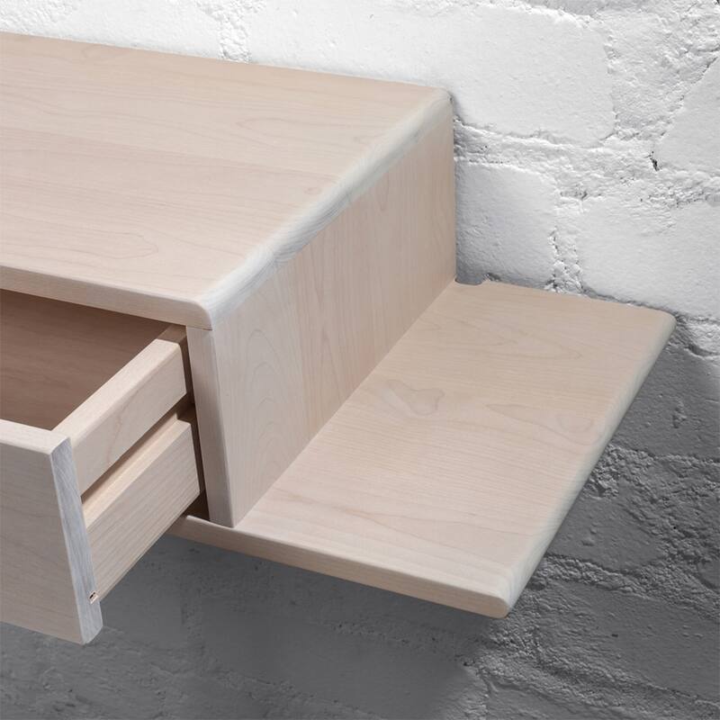 Floating Nightstand Solid Wood with Shelf, Nightstand with Drawer