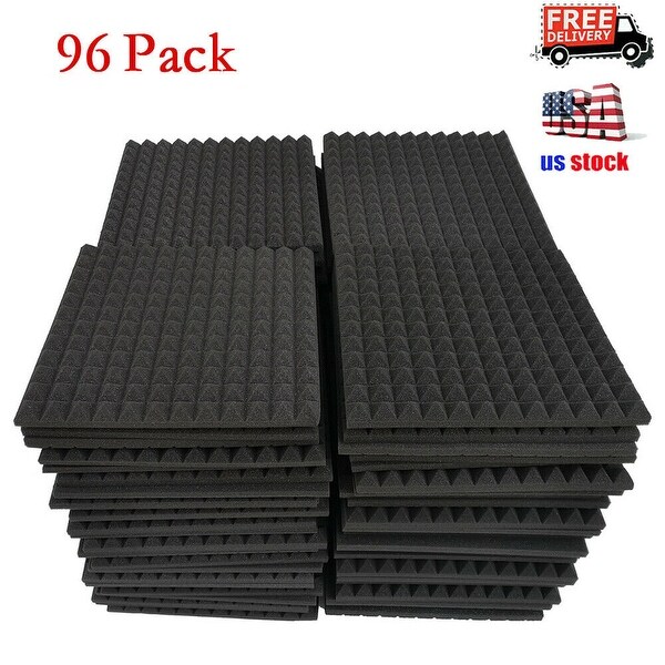 98 Pack Soundproofing Foam Panel Wedge Studio Acoustic Foam Tiles 12 x 12x1 '' Black
