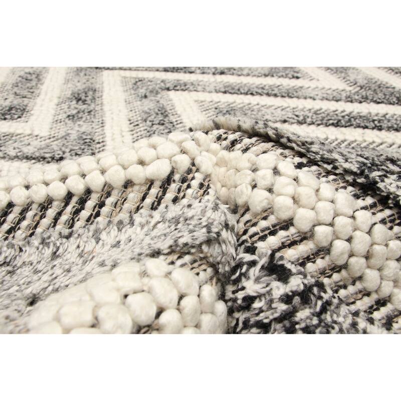 ECARPETGALLERY Braid weave Sienna Grey Wool Rug - 5'0 x 8'3