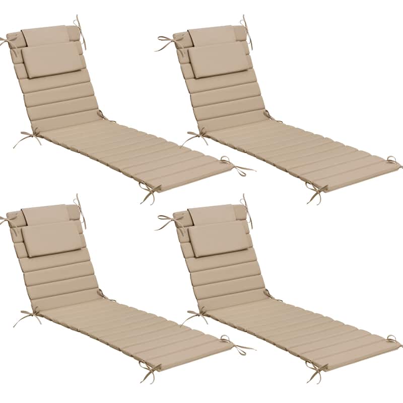Outdoor Chaise Lounge Cushion Quilted Patio Sun Lounger Pad with Straps
