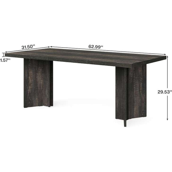 63"Farmhouse Dining Table for 4-6 People - Rustic Rectangular Wood Kitchen Table with Thick Top, Modern Dining Room Table