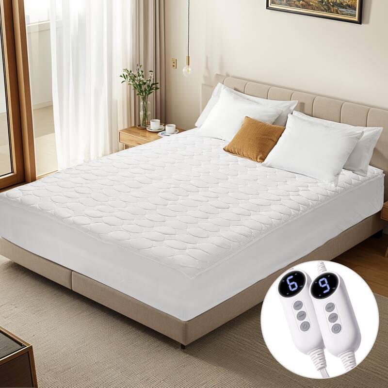 Temperature Regulating Electric Heated Mattress With Controllers - Queen - White
