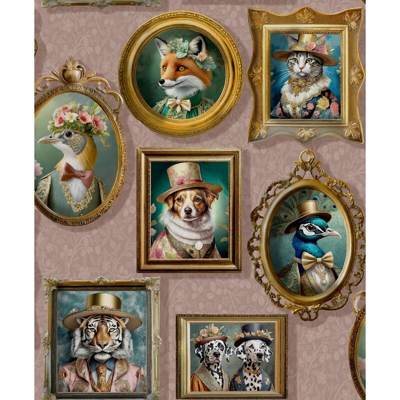 Regal Framed Beasts Non-Pasted Wallpaper – 396in. x 21in. – Covers 56 square feet - Pink