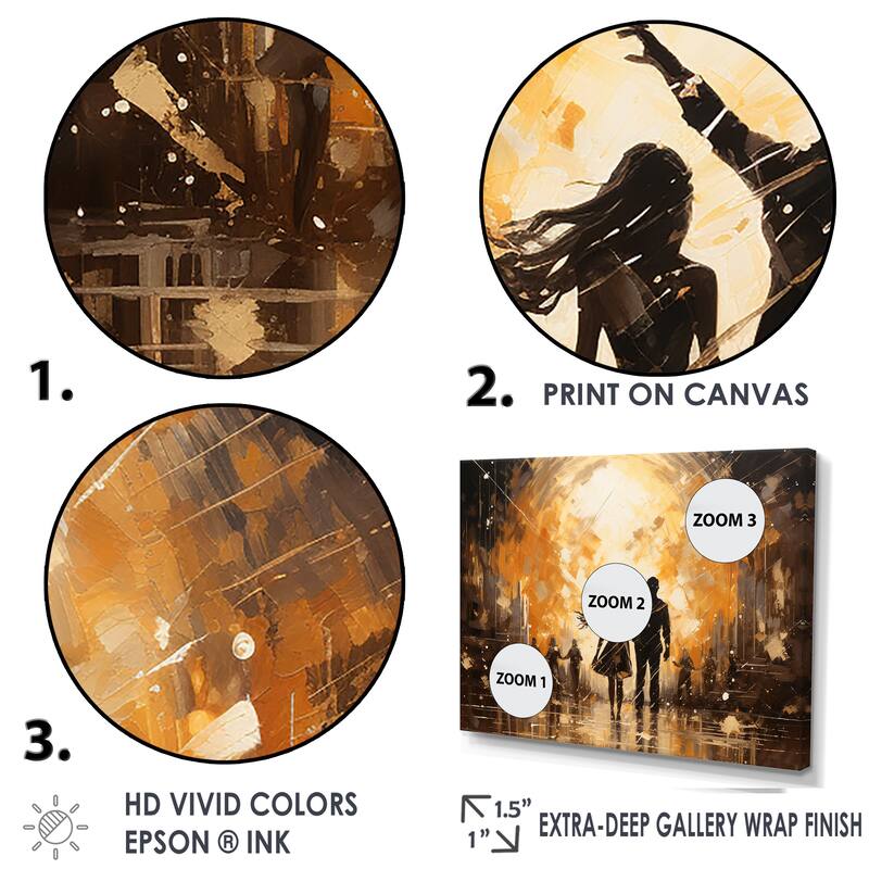 Designart "Disco Dazzle Dancer Complicity" Dance Framed Canvas Prints