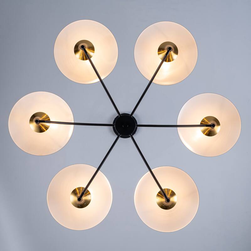 Starsky 6-Light Modern Unique Black&Gold Round Chandelier