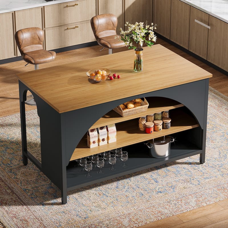 Kitchen Island with Large Countertop and Seating Area - N/A