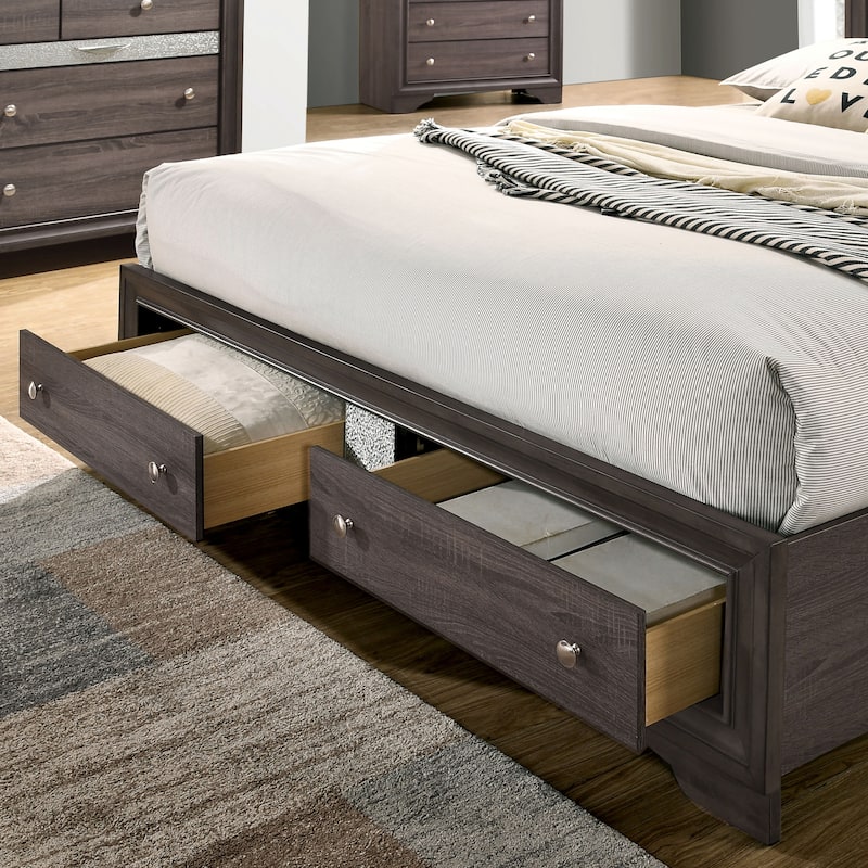 Furniture of America Manzini Modern 2-Piece Solid Wood Storage Platform Bed and Dresser Set