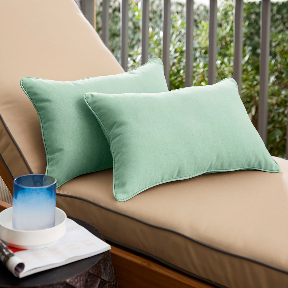 Sunbrella Canvas Spa Corded Indoor/ Outdoor Pillows (Set of 2)