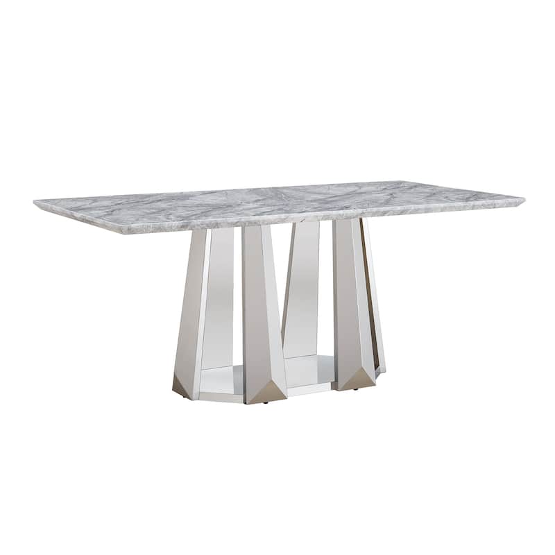 GDFStudio - Rose Series 70'' Rectangle Faux Marble Dining Table 6 People with Modern Large Size