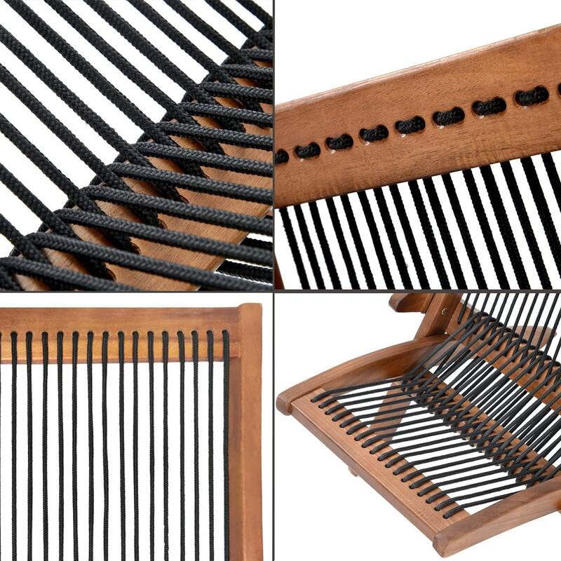 Outdoor Foldable Patio Roping Art Wooden Chair