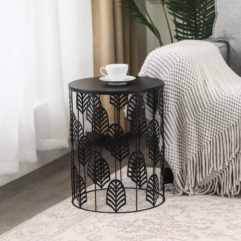 Adeco Set of 2 Round Metal Nesting Side End Tables Set - set of 2