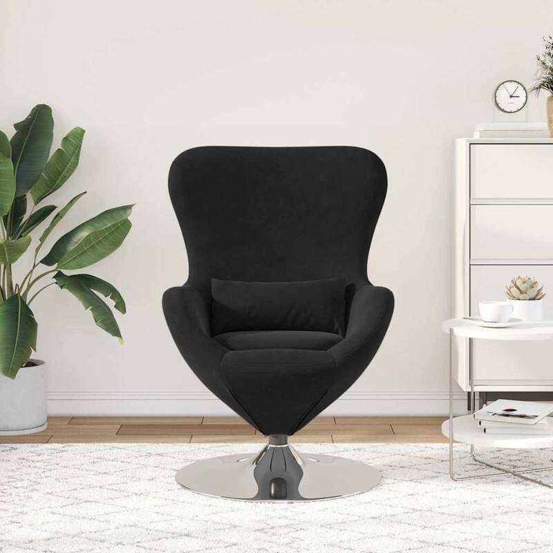 vidaXL Egg Chair Black/ Dark/Light Grey Velvet - 24.8 x 28.7 x 35.4