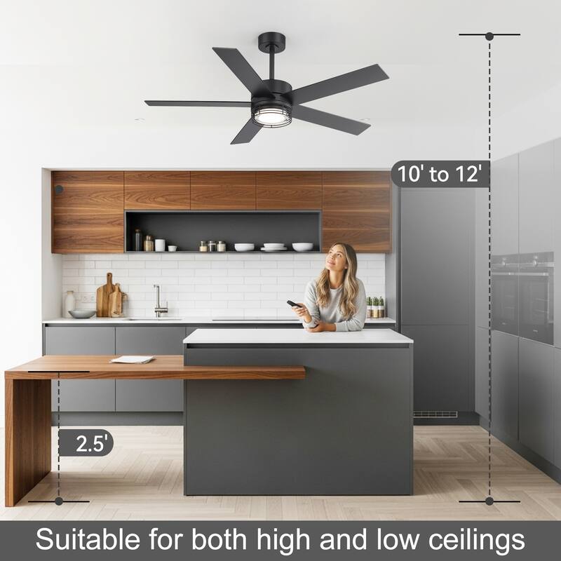 72/52-inch Reversible 8/5-Blade Dimmable LED Ceiling fan with Light and Remote