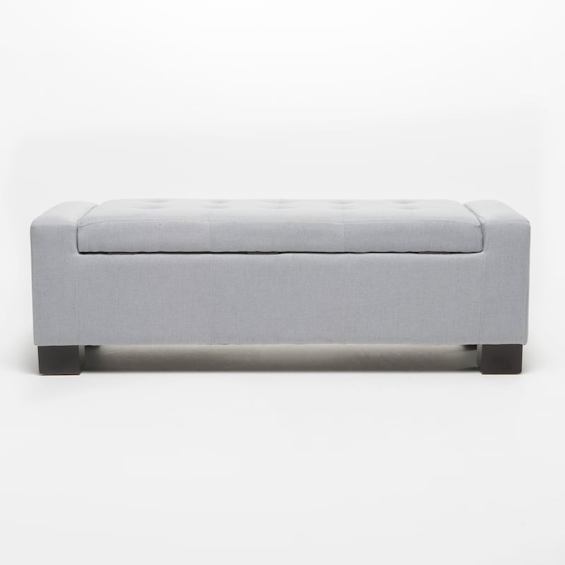 50.25" Storage Bench, Storage Ottoman Bench with Safety Hinge, Upholstered Entryway Bench with Seating for Bedroom