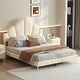 preview thumbnail 3 of 14, Queen Size Velvet Upholstered Platform Bed with Petal Shaped Headboard