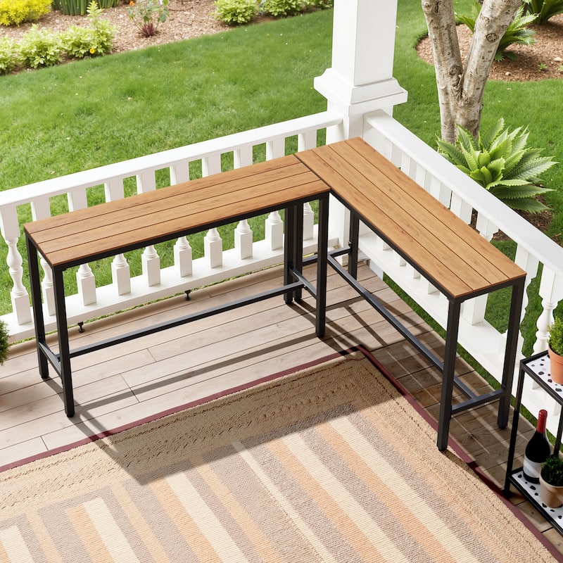 Crestlive Products Patio Outdoor Bar Table Rectangle Pub Table - Brown - 55.12 inches long - 2PC