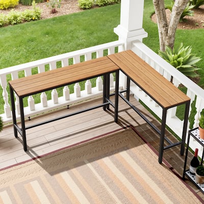 Crestlive Products Patio Outdoor Bar Table Rectangle Pub Table