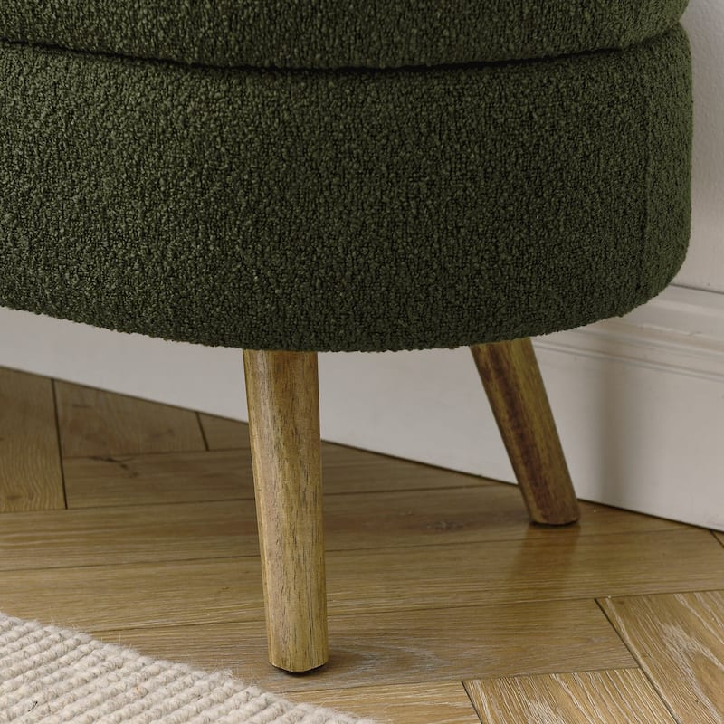 Ottoman Oval Storage Bench,Rubber Wood Legs