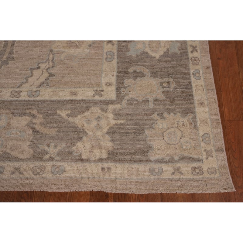 Vegetable Dye Oushak Oriental Area Rug Handmade Floral Wool Carpet - 8'9" x 11'7"