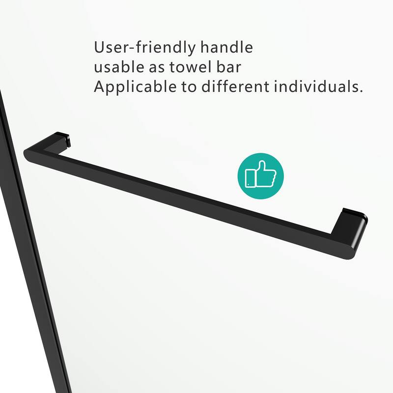 GDFStudio - 76'' H Frameless Sliding Glass Shower Door with Handle and Towel Bar, Easy-Clean Tempered Glass Panels