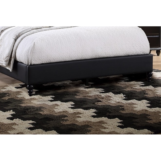 Black Faux Leather Unique Design Headboard 1pc Queen Size Bed Bedroom Furniture Nailhead Upholstered Modern Bedframe