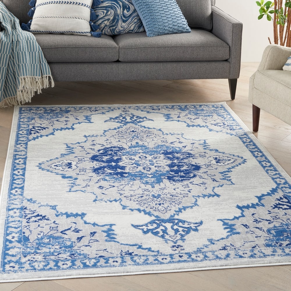 Nourison Whimsicle Persian Medallion Ivory Blue Area Rug