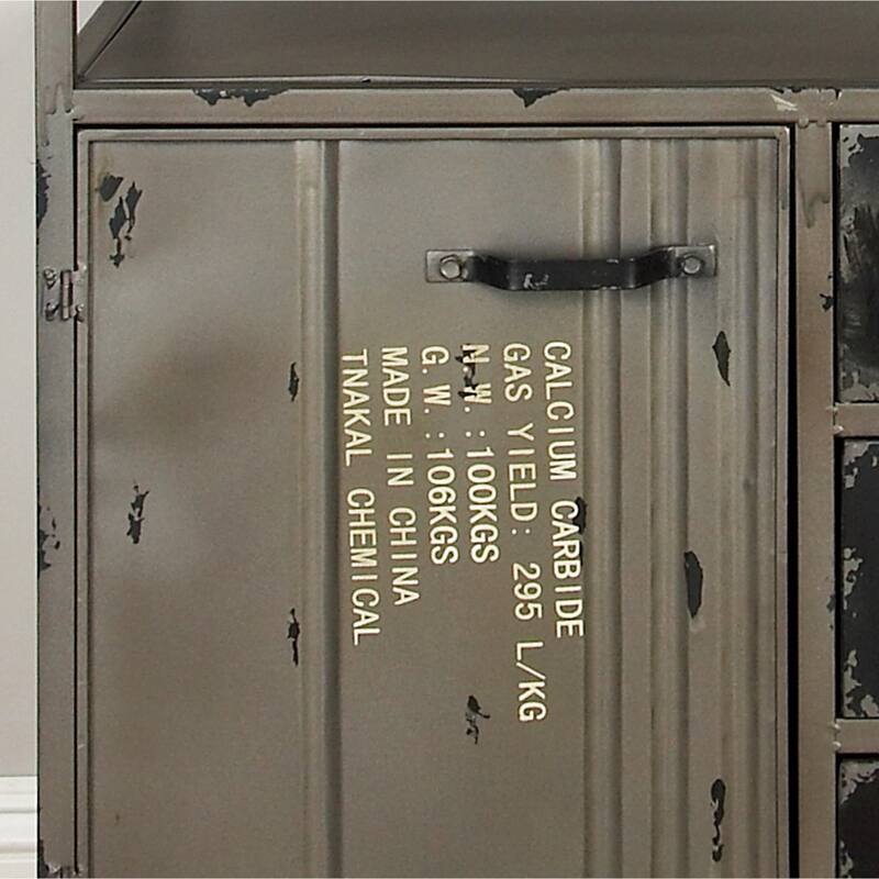 Metal Army Surplus Style 1 Door and 3 Drawer Cabinet with Numbers and Text - Gray - Roche River Decor - 17"W x 36"L x 32"H