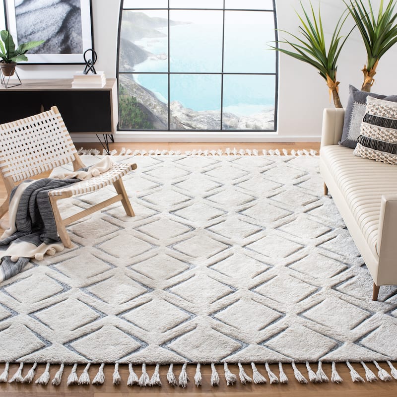 SAFAVIEH Handmade Sahara Sydnie Moroccan Cotton Rug - 6' x 9' - Ivory/Grey