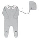 preview thumbnail 4 of 11, Ely's & Co. Organic Cotton Embroidered Collar Collection - Footie + Bonnet Blue Leaf - 1 Month