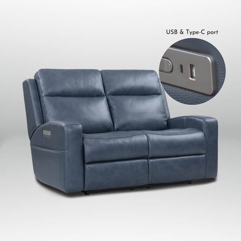 Genuine Leather Electric Recliner Loveseat Power Reclining Loveseat with Storage, USB Charge Port for Living Room