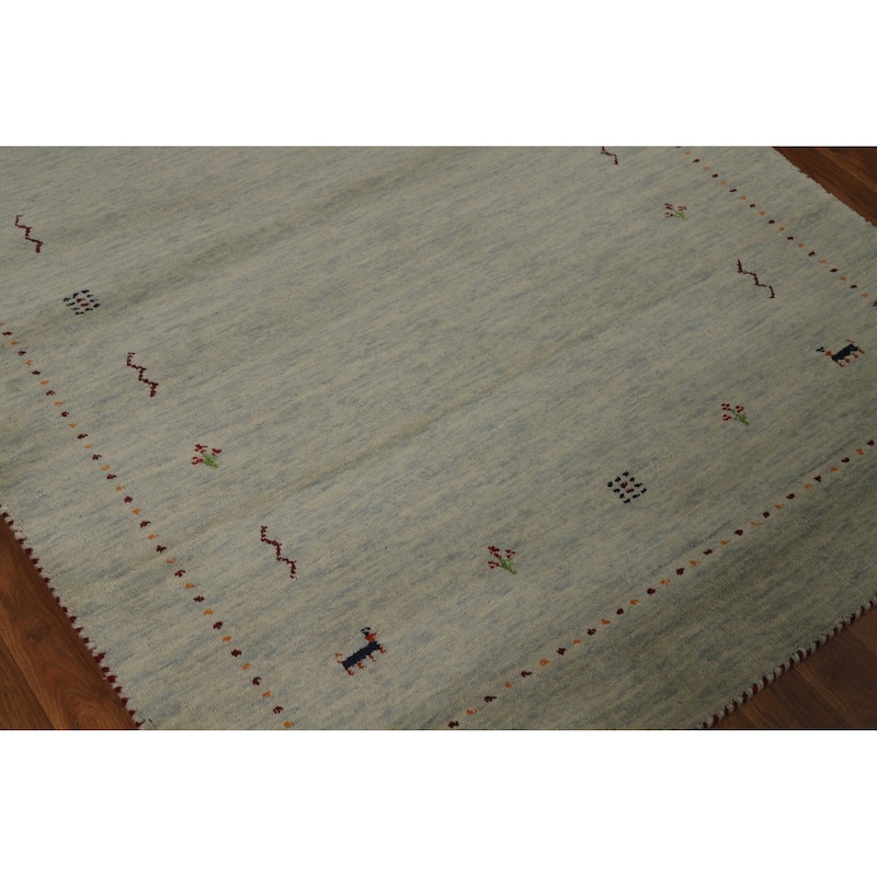 Hand Knotted Oriental 100% Wool Carpet Tribal Animal Pictorial Multi-Colored Gabbeh Area Rug - 5' 10'' X 3' 11''
